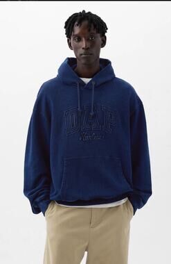 GAP × DAP Denim Logo Hoodie Sweatshirt Size M Dark Indigo